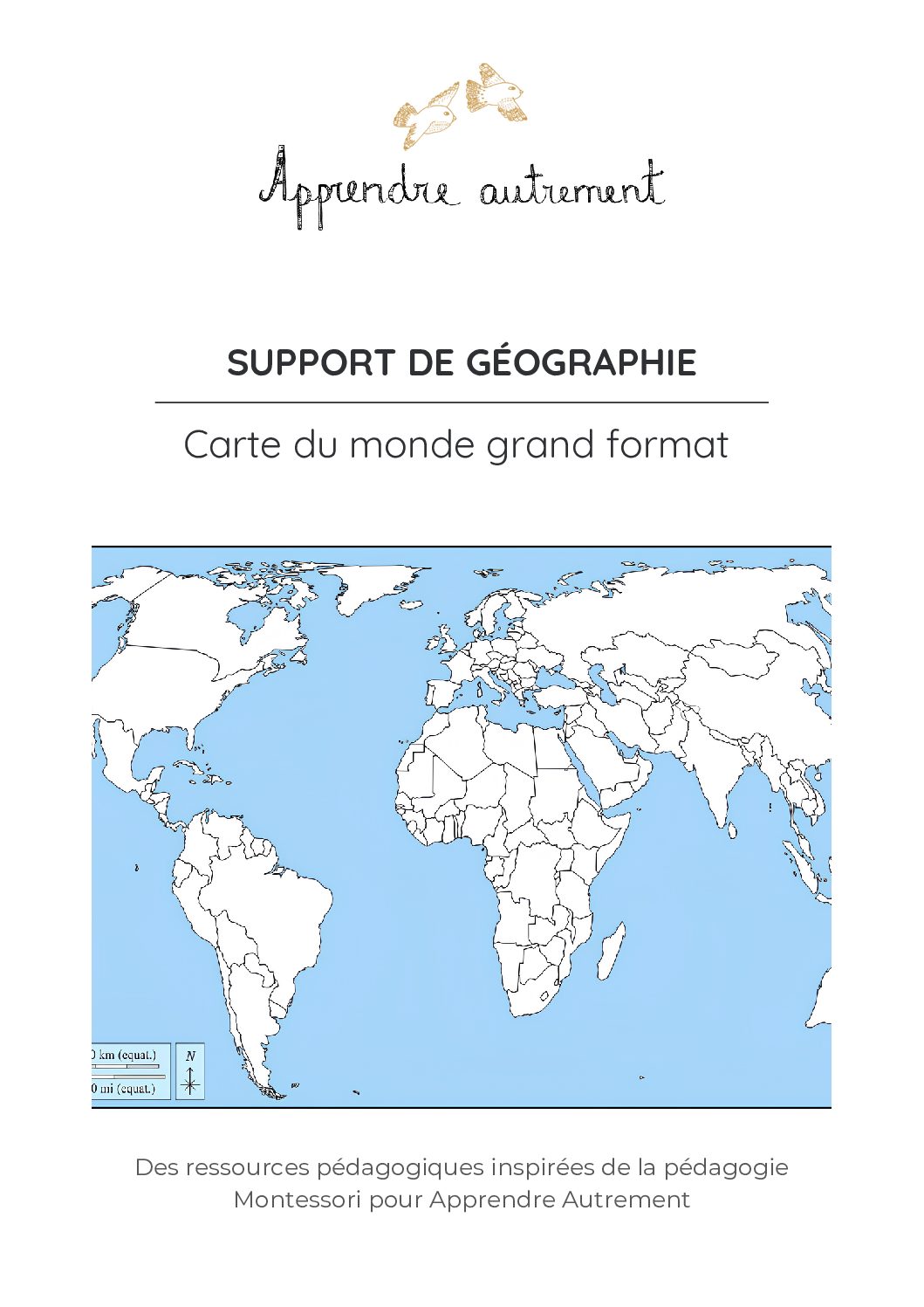 Carte du monde grand format à imprimer
